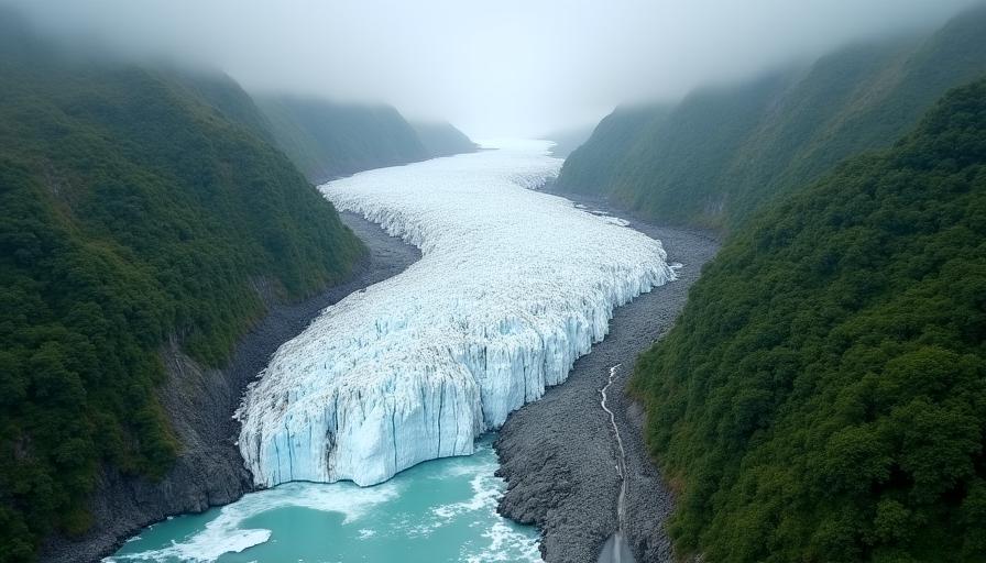 Contrasto tra ghiaccio e foresta pluviale al Fox Glacier