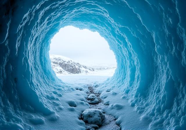 Groot ghiacciai in Islanda con grotte di ghiaccio blu